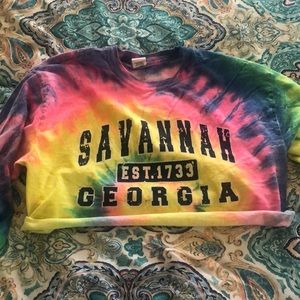 tye die cropped tee/long sleeve